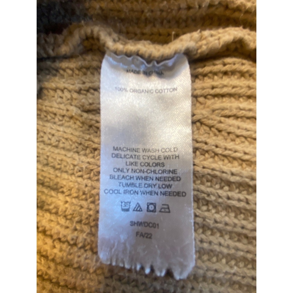 Quince Organic Cotton Fisherman Sweater Tan Camel‎ Ribbed Crewneck XS - Picture 7 of 7